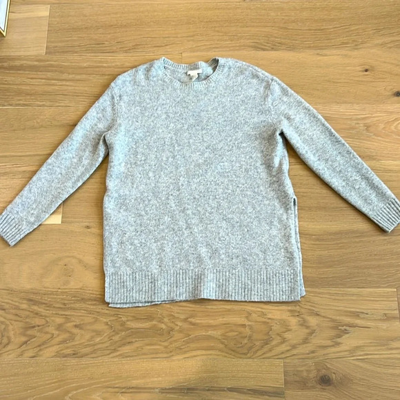 H&M Wool Sweater Gray Cozy Longline Long Sleeve Warm Knit Top Women Small Casual - Picture 1 of 5